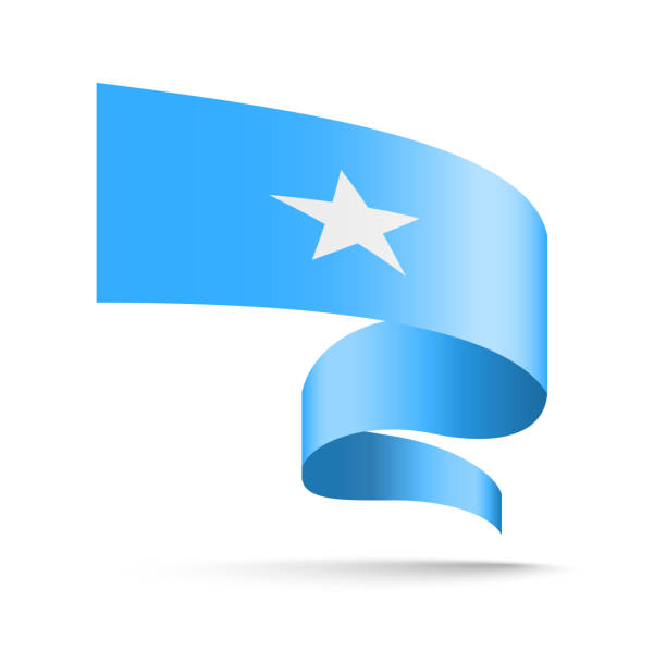 somalia-flagge in form von wellenband. - mogadischu stock-grafiken, -clipart, -cartoons und -symbole