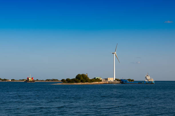 Renewable energy with wind turbines at the sea