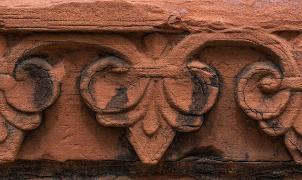 istock antiquities abstract pattern in the red stone in palace 1131659060