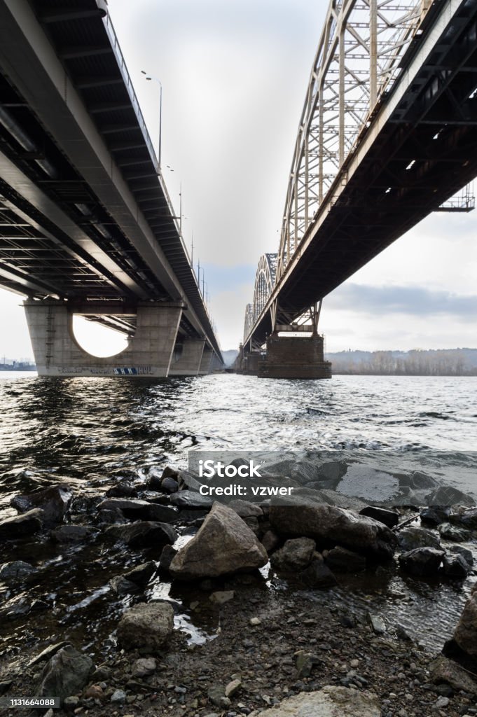 Two Rivers Parallel Two Parallel Bridges Over The River Perspective And Depth Stock Photo ...