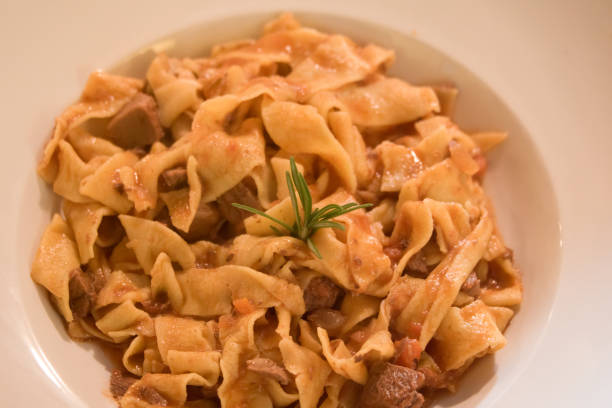 istock Pappardelle pasta with meat and cheese sauce. 1131665552