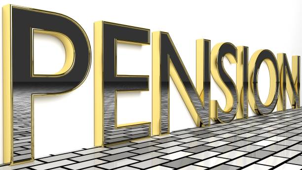 istock Pension sign in golden glossy letters 1131665938