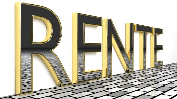 istock Pension sign in golden glossy letters 1131666010