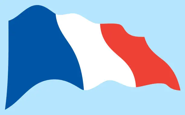 Vector illustration of Flag of France Waving In The Air