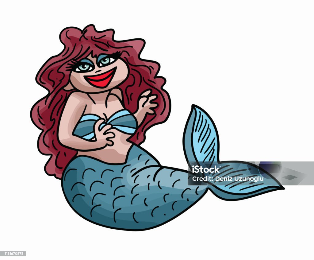 Nàng Tiên Cá Hoạt Hình Béo Với Mái Tóc Dài Màu Đỏ Và Tạo Nên Hình ...