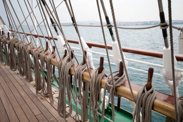 istock Ropes on Wooden Sailer 1131672845