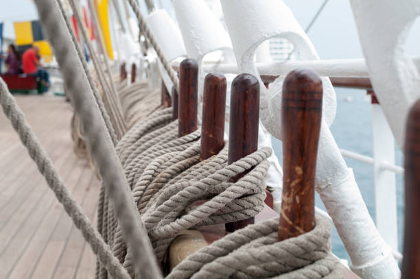 istock Ropes on Wooden Sailer 1131672870