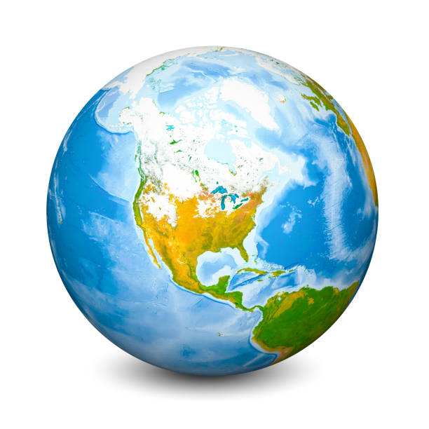 istock Earth globe focused on North America. Realistic topographical lands and oceans with bathymetry. 3D object isolated on white background. Elements of this image furnished by NASA 1131675323