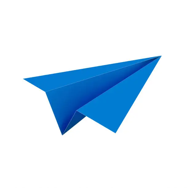 Paper plane icon isolated on white background. 3d illustration