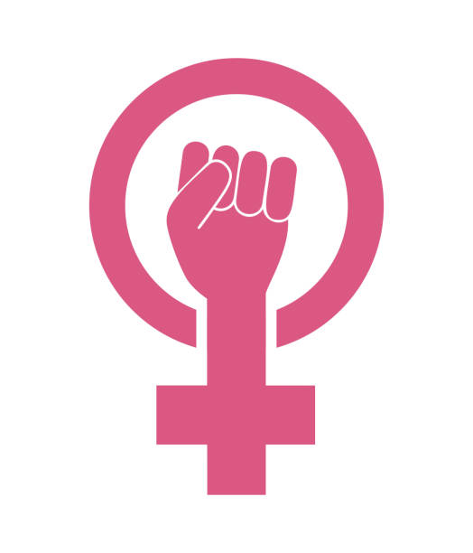Female woman feminism protest hand icon vector Female woman feminism protest concept. Girl power vector icon isolated on white background womens rights stock illustrations