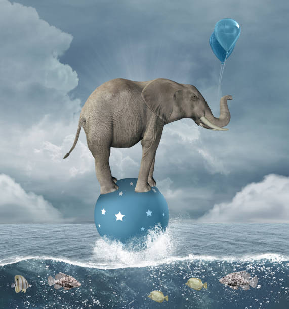 istock Surreal elephant in a sea scenery 1131678474