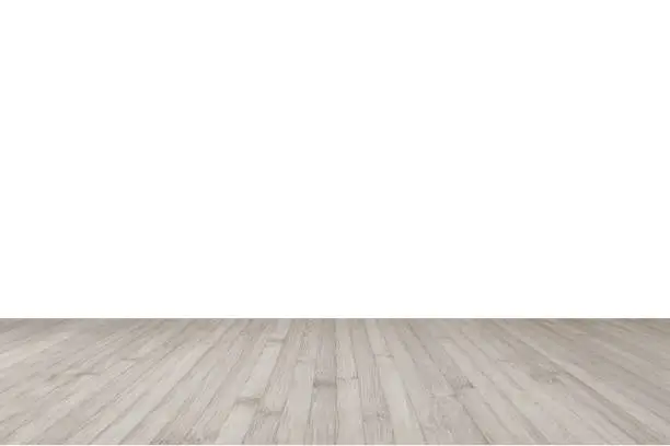 Photo of Wood floor in sepia brown grey with empty white wall interior background
