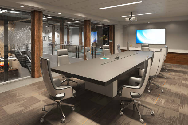 istock Office Photorealistic Render. 3D illustration. Meeting room. 1131686912