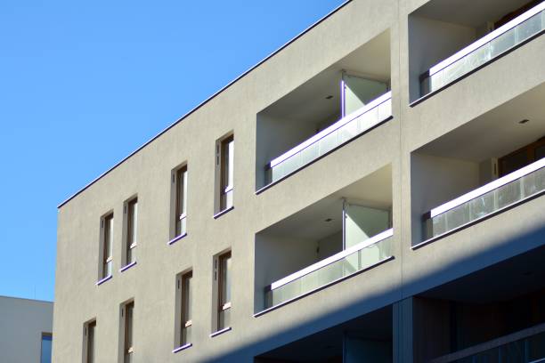 istock Futuristic architecture of apartment building. 1131690979