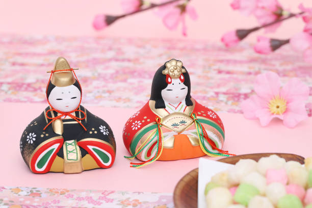 Traditional Japanese dolls for festival stock photo