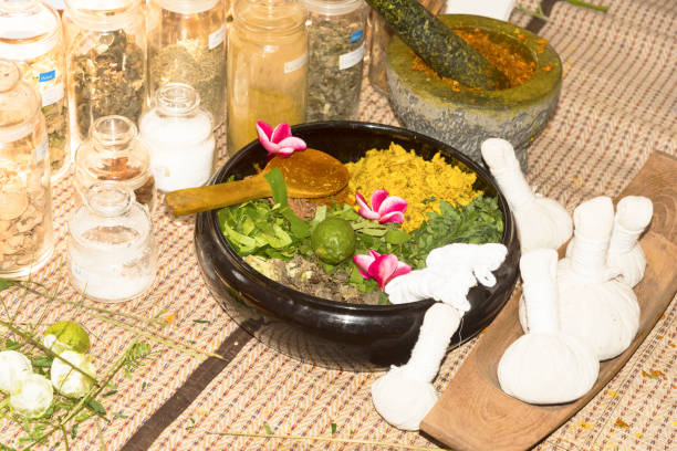 istock Ayurvedic medicine, Indian traditional herbal therapy 1131697596