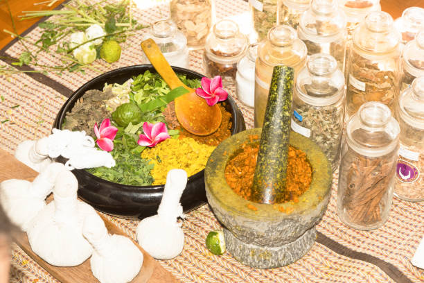istock Ayurvedic medicine, Indian traditional herbal therapy 1131697613
