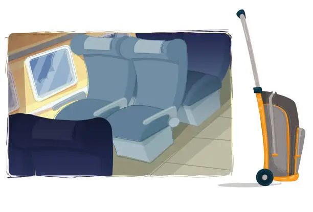 Vector illustration of The suitcase and airplane armchairs