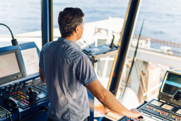 istock Marine navigational officer during navigational watch on Bridge 1131700491