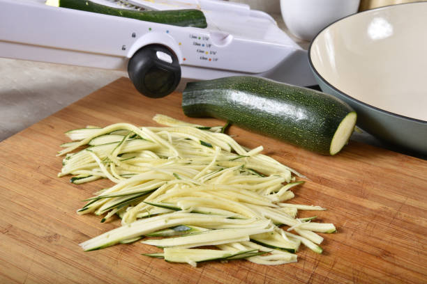 istock Julienned zucchini on a cutting board 1131702820