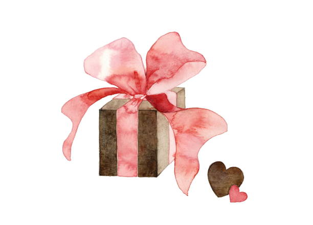 ilustrações de stock, clip art, desenhos animados e ícones de valentine's day - valentines day gift white background gift box