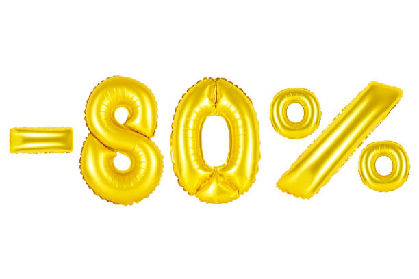 istock Gold alphabet balloons, 80 percent, eighty percent off, 1131705982