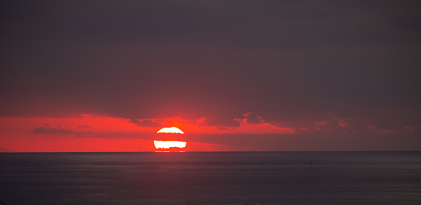 Sunset at the Pacific Ocean, at Okinawa Island Japan