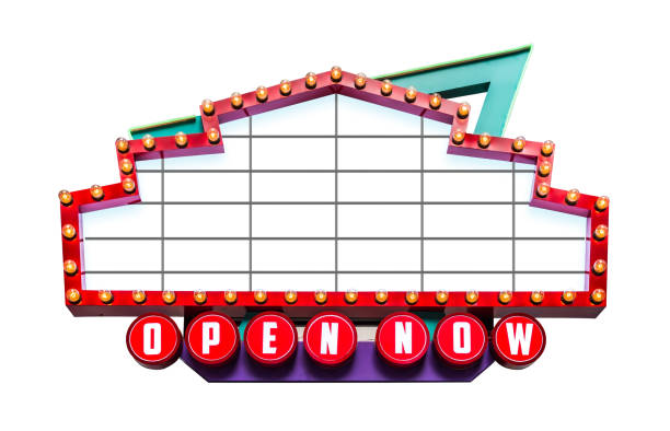 Retro showtime sign isolated on white background, include clipping path of remove or change background