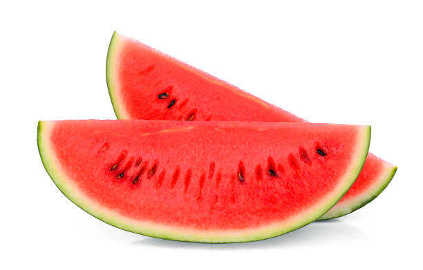 istock two sliced red watermelon isolated on white background 1131714265