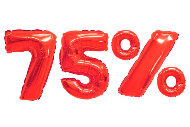 istock seventy five percent from red color balloons on isolated background 1131714395