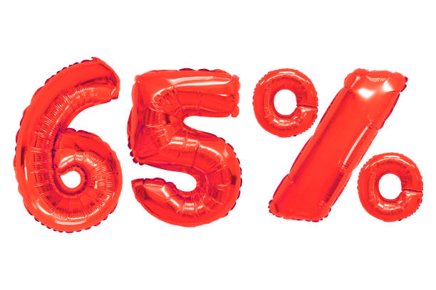 istock sixty five percent from red color balloons on isolated background 1131714426
