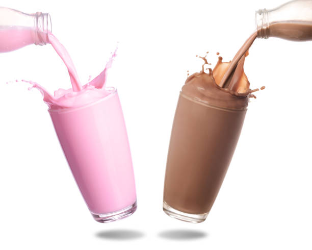 istock Strawberry milk and Chocolate milk splashing 1131715825