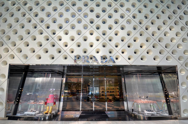 SHANGHAI, CHINA - DEC 26, 2017: View of Prada store in Shanghai, China. Prada is an Italian luxury fashion house