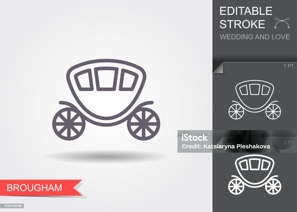 Wedding brougham. Line icon with editable stroke. Linear wedding symbol Carriage stock vector
