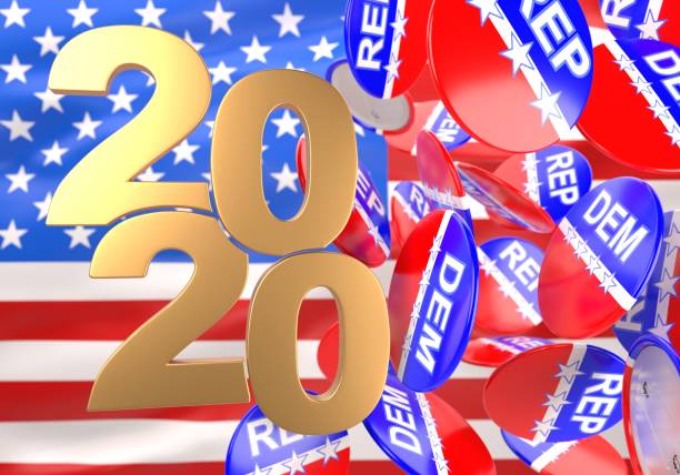 istock Democrat and Republican Pin Badges - US Flag - 2020 1131722073