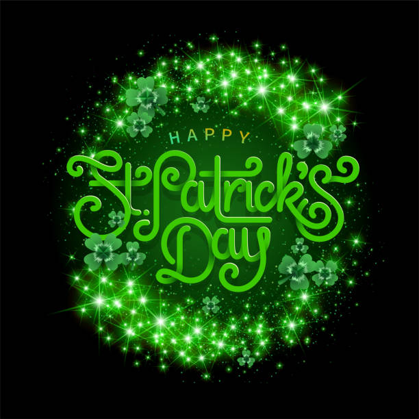 happy saint patricks dzień powitanie plakat z 3d papierowy tekst listu. ilustracja wektorowa - vibrant color shiny irish culture traditional culture stock illustrations