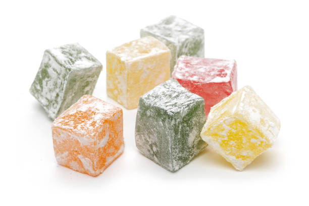 Mixed Turkish delights isolated on white