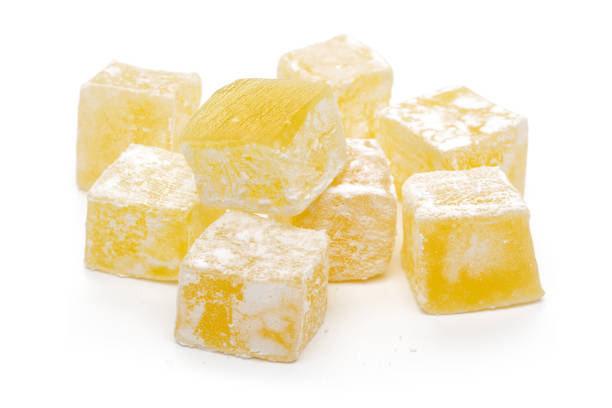 istock Yellow Turkish delights isolated on white 1131730513