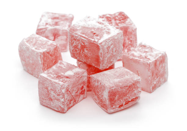 istock Red Turkish delights isolated on white 1131730518