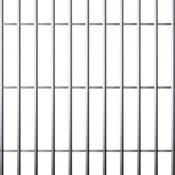 istock Silhouette of prison grid. Metallic cage isolated on white background. Vector illustration 1131731350