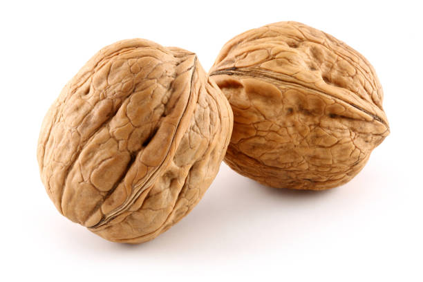 istock Group of whole walnuts isolated on white 1131732266