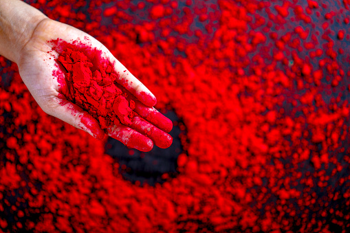 Color in hand , Indian Festival Holi