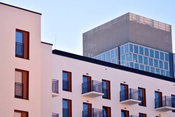 istock Futuristic architecture of apartment building. 1131738105