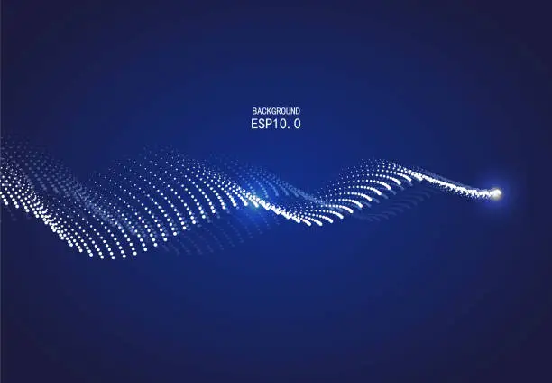 Vector illustration of Blue curve particle background