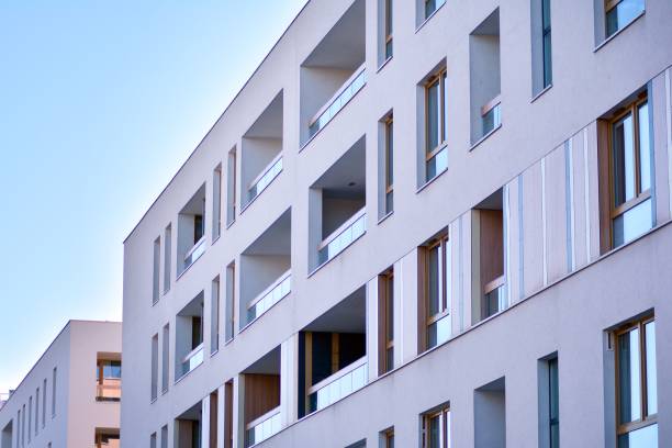 istock Futuristic architecture of apartment building. 1131739495