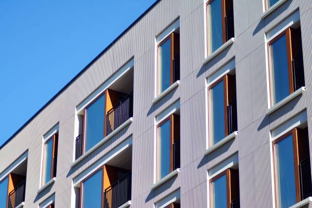 istock Futuristic architecture of apartment building. 1131740429