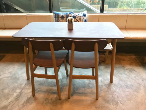 istock Wooden dining table in restaurant 1131745137