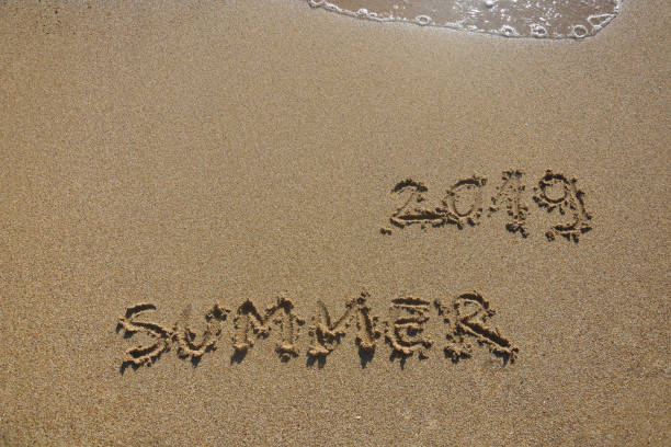 istock Summer 2019 written on wet sand at the beach 1131746574