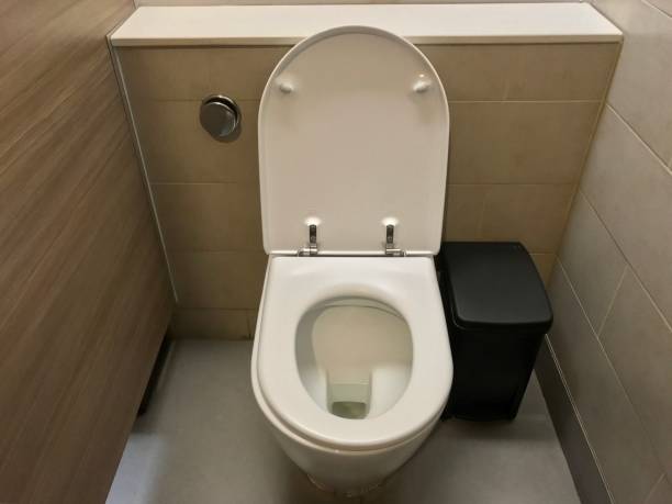 istock White ceramic toilet bowl in public restroom 1131748115