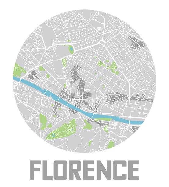 ilustrações de stock, clip art, desenhos animados e ícones de minimalistic florence city map icon. - ponte vecchio